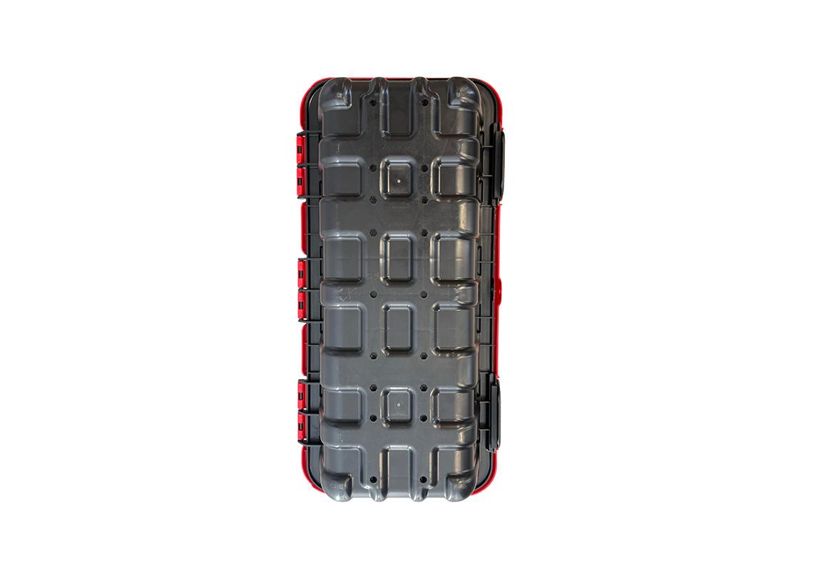 Coffre extincteur 6Kg Fond Noir - Couvercle Rouge/Transparent Sangle nylon